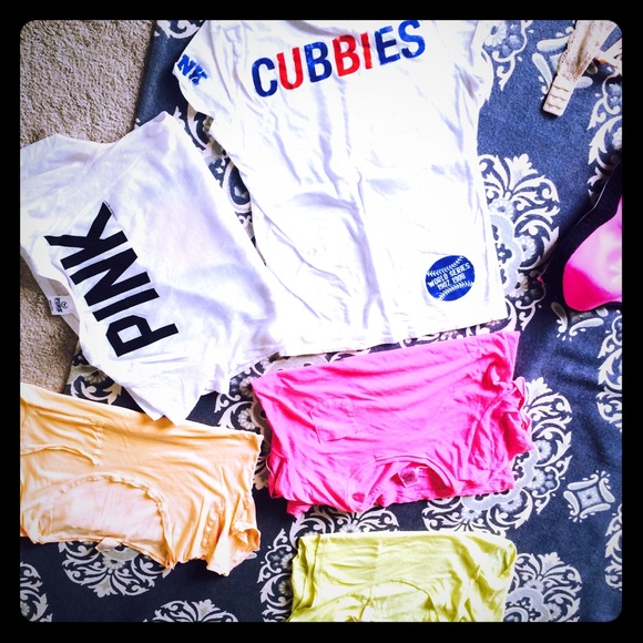 Pink Chicago Cubs shirt and other vs shirts