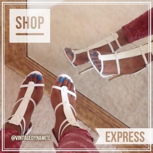 PRICE FIRM EUC White Sky High Heeled Runway Sandal