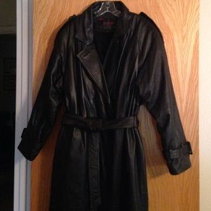 Full length leather coat removable fur lining