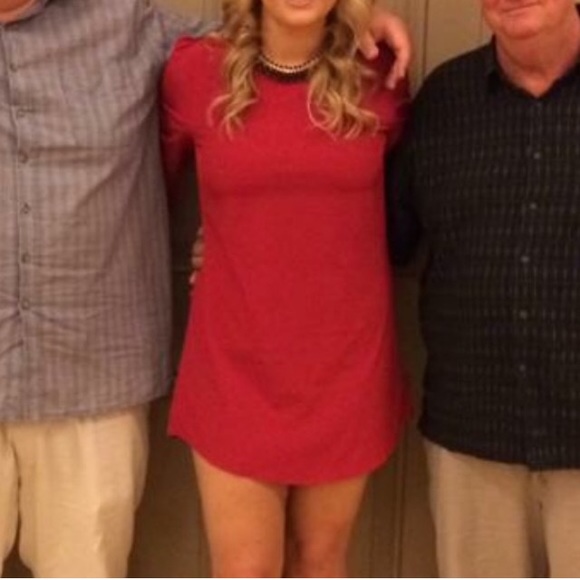 Red shirt dress
