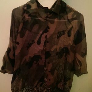 Camo/ Lace top