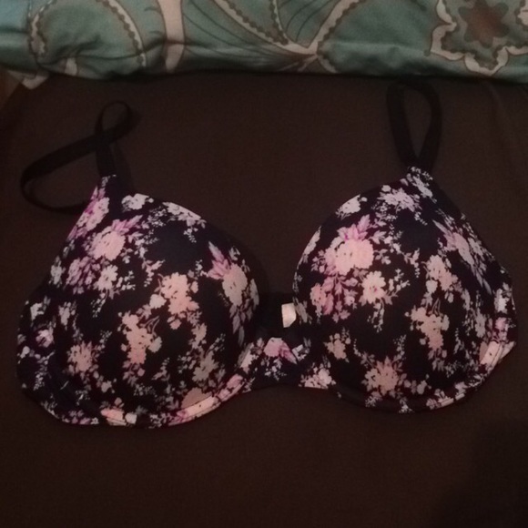 Victoria's Secret black floral push up bra