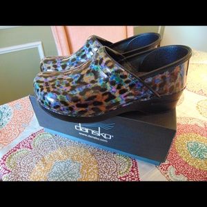 Dansko Clogs - leopard multi print - like new