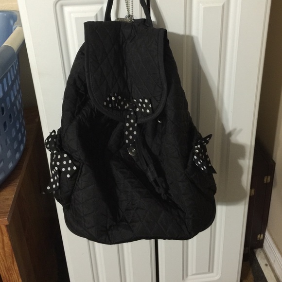 Cute black with polka dot bows backpack