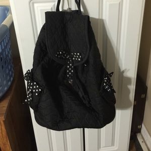 Cute black with polka dot bows backpack