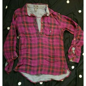 Pink Flannel button front shirt