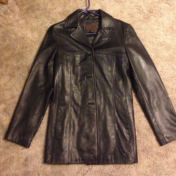 Women's black leather jacket