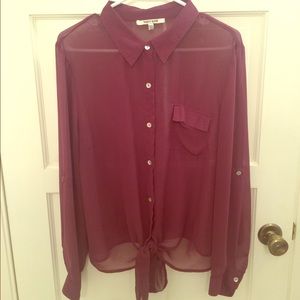 Sheer burgundy blouse