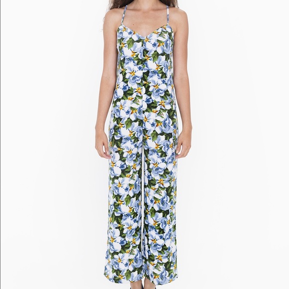 American Apparel Magnolia Print Crepe Jumpsuit