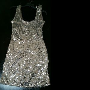 Sequins silver metallic dress