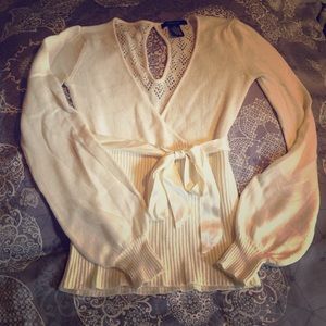 Belted Sweater with Beautiful Detail