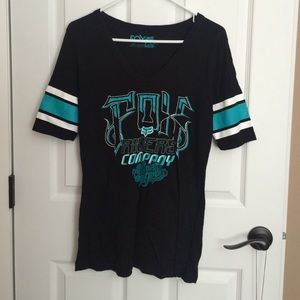 Black & Teal Fox Football Top
