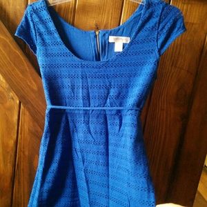 Royal blue eyelet top with zipper detail & belt