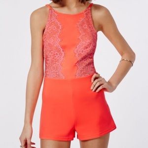 Missguided Wepra Neon Lace Romper