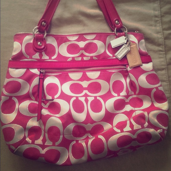 Offers welcome! Pink canvas coach purse