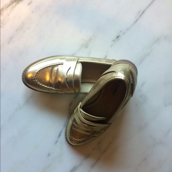 Gold loafers