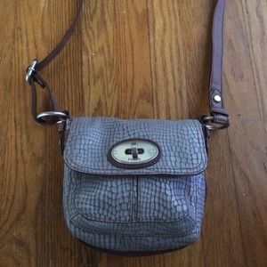 Fossil Maddox grey and tan crossbody messenger