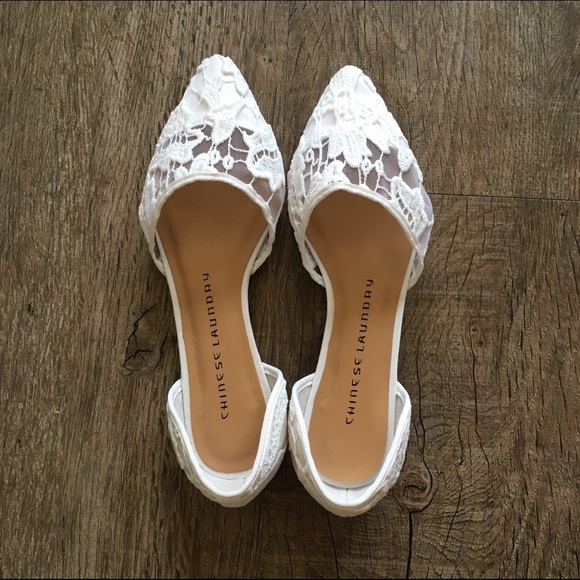 White Lace d'Orsay Flats