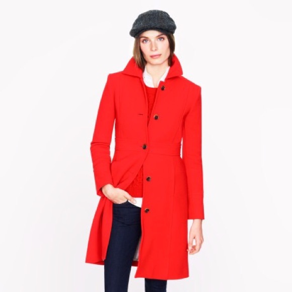 J. CREW Wool Red Pea Coat