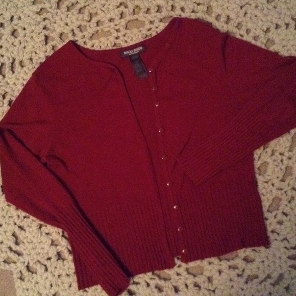 Ladies Burgundy Cardigan