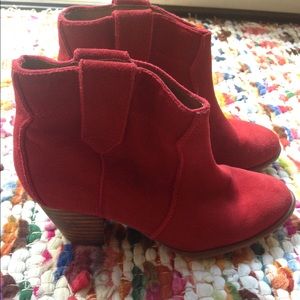 Aldo red suede booties
