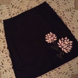 Black Skirt with Pink Flowers