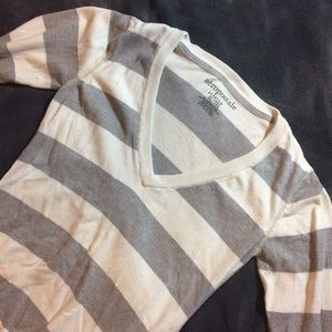 White & Grey Striped Sweater