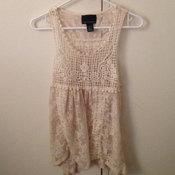 Cream lace sleeveless top