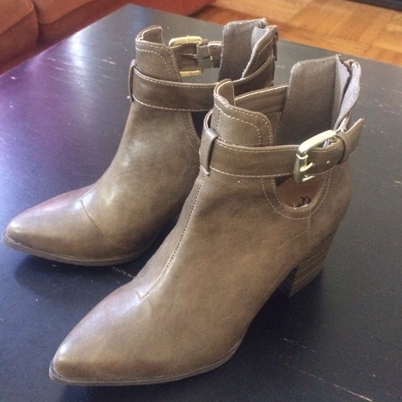 Taupe Faux Leather Booties