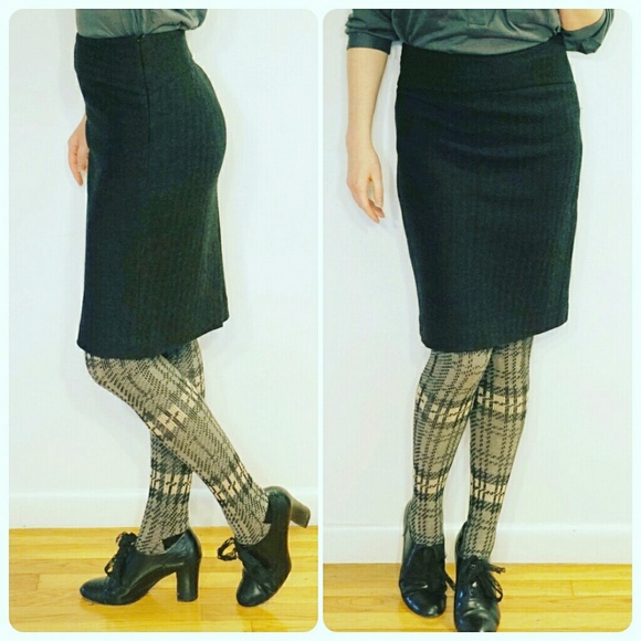 Charcoal wool pencil skirt