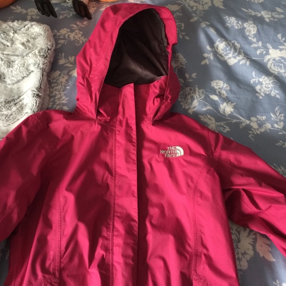 Pink northface rain jacket