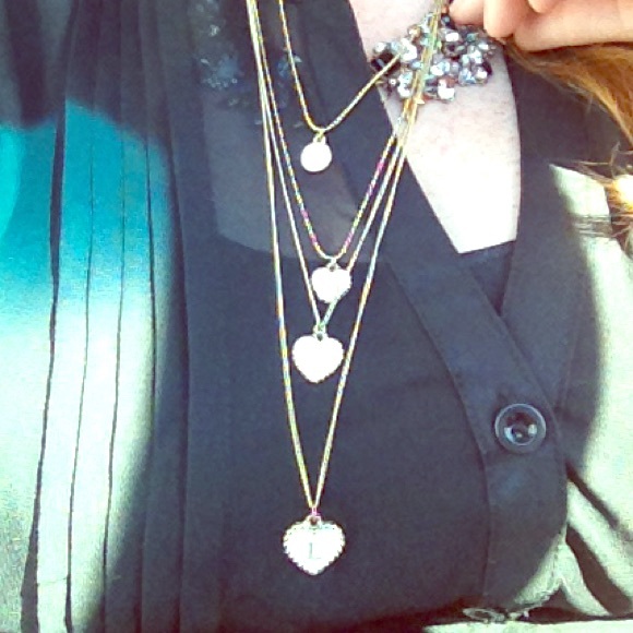 Gold bracelet / layered "love" necklace bundle