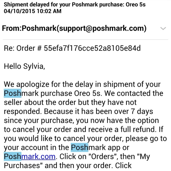 Seller never sent nor did they reply 2 Posh. - Picture 1 of 2