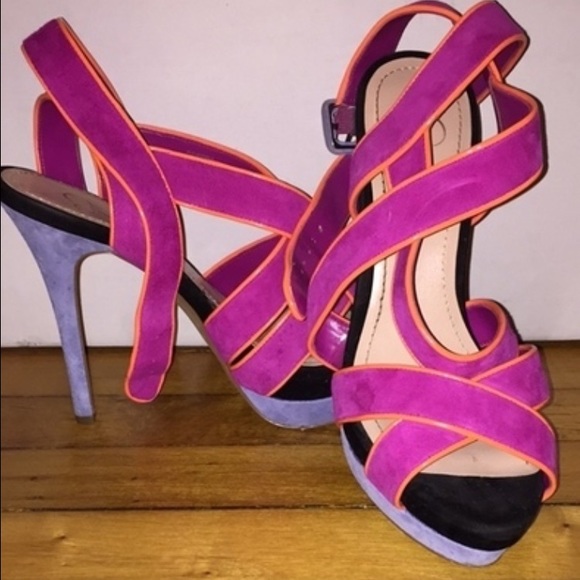 Strappy Neon Pink & Purple Jessica Simpson Heels