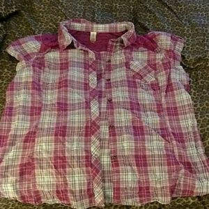 Plaid pink button up shirt