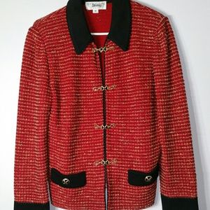 St John Knit Red Jacket n Skirt