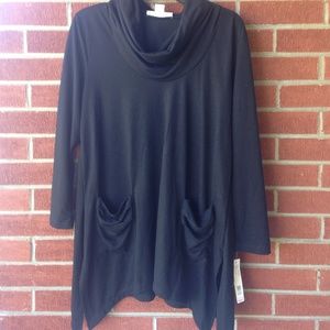 August Silk black cowl neck top