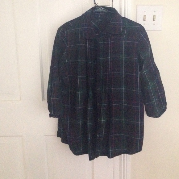 plaid button up tunic