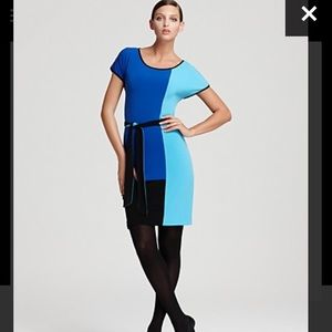 Womens Colbalt Calvin Klein Color Block Belt Dress
