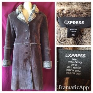 Express suede leather trench coat
