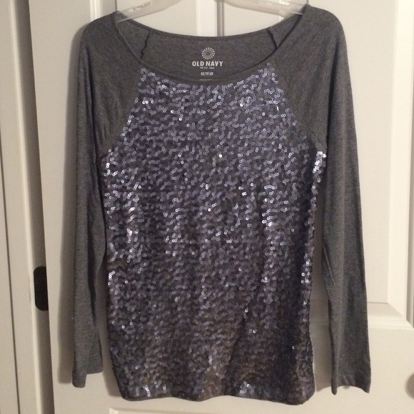 Gray Sparkly Long Sleeve Shirt