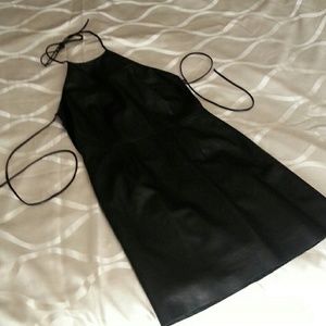 Black leather dress