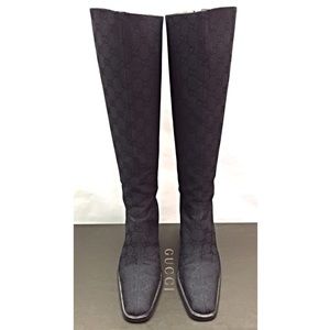 Gucci Nero Black GG Knee-High Boots Size 9 Beauty!