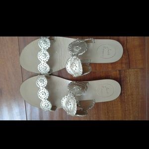 JACK Rogers Lauren Sandals size 8 Platinum