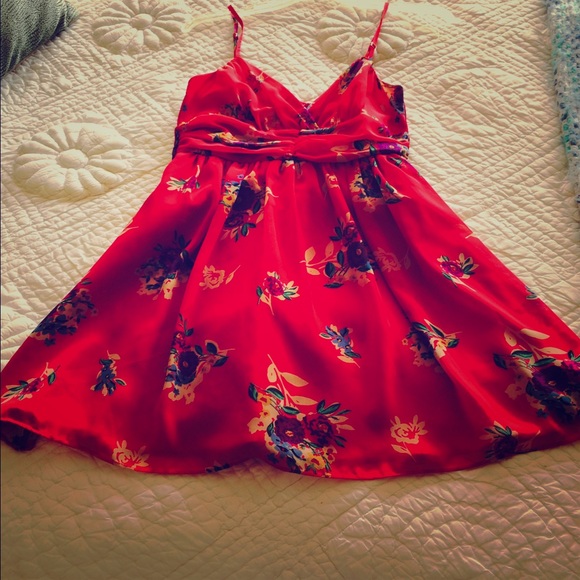 Red floral dress
