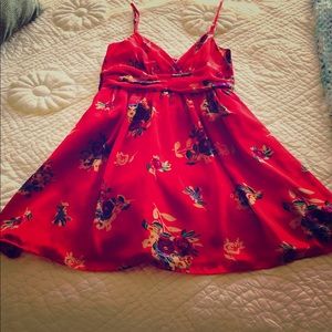 Red floral dress