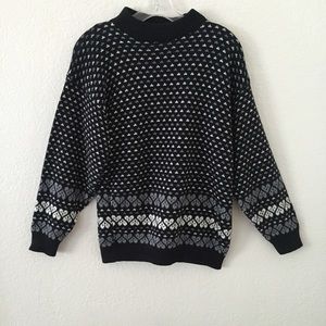 Vintage Heart Knit Pattern Sweater RARE XS-M