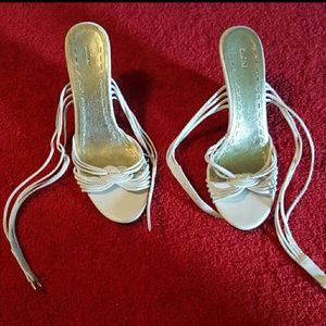 White wrap around sandals