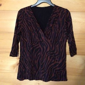 Brown and black leopard print wrap top Large