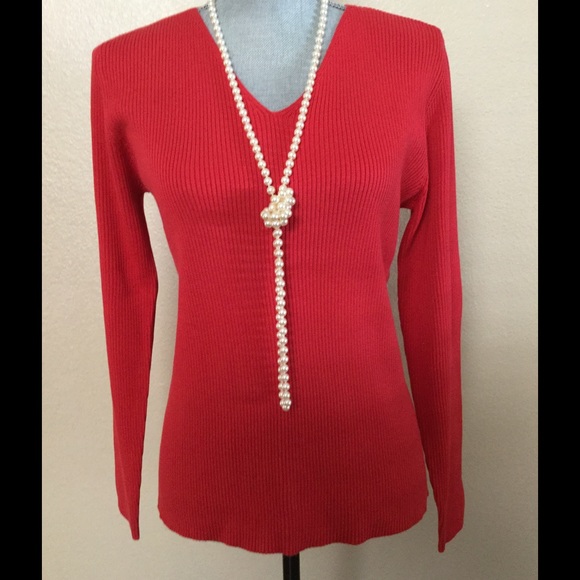 Red V-Neck Sweater